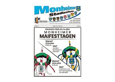 Titelseite der Monheimer Stadtzeitung vom 19.04.2024