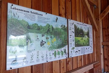 Fischereilehrhütte Monheim - mit Informationen zum Lebensraum Weiher