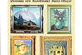 Verschiedene Gemälde Teil B von Kunstmaler Hans Mayer Sechs gerahmte Gemälde von Hans Mayer, darunter Landschaft, Blumen, Porträt und Hausansicht. Unter den Gemälden der Text: "genehmigte Repro: Dr. Dieter Reng".