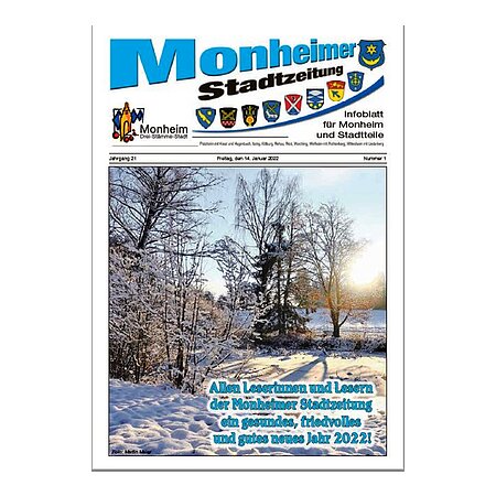 Titelseite der Monheimer Stadtzeitung vom 14.01.2022