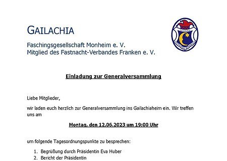 Generalversammlung FG Gailachia