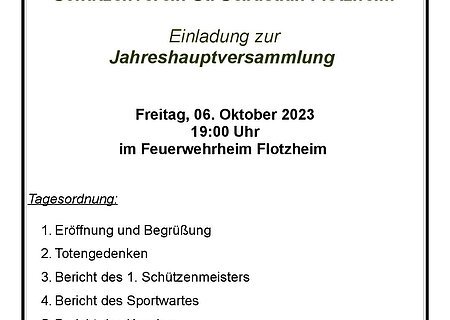 Jahreshauptversammlung St. Sebastian Flotzheim 06.10.23