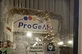 Adventskalenderfenster 21.12.2024 - ProGeMo Adventskalenderfenster mit Lametta weihnachtlich dekoriert mit einer Darstellung zur geplanten Aktion der ProGeMo Monheim. Auf dem Plakat oben das Logo der ProGeMo-Monheim, darunter der Schriftzug "Ein DEFI für Monheim", darunter ein Defibrillator und um den Defibrillator sind Informationsplakate und Symbole angebracht. Auf der Scheibe links ist ein Blatt mit der Zahl 21 auf Papier angebracht. Auf dem Fensterbrett außen ist ein bepflanzter Blumentopf.