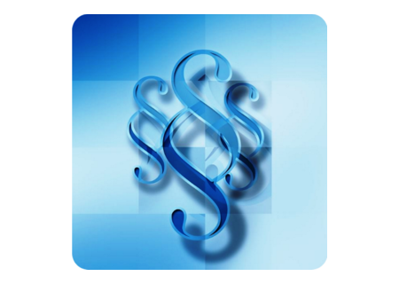 Drei blaue Paragrafensymbole auf einem schattierten blauen Hintergrund.
