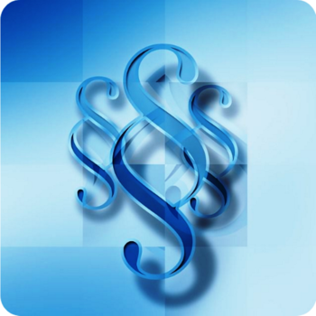 Drei blaue Paragrafensymbole auf einem schattierten blauen Hintergrund.