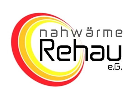 Logo mit Schriftzug "nahwärme Rehau e.G." und bunten Kreisen in Rot, Orange und Gelb.