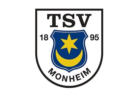 Logo TSV Monheim 1895 Logo des TSV Monheim: ein Wappen mit Schriftzug TSV Monheim, Jahreszahl 1895, blaues Schild mit gelbem Stern und Halbmond.