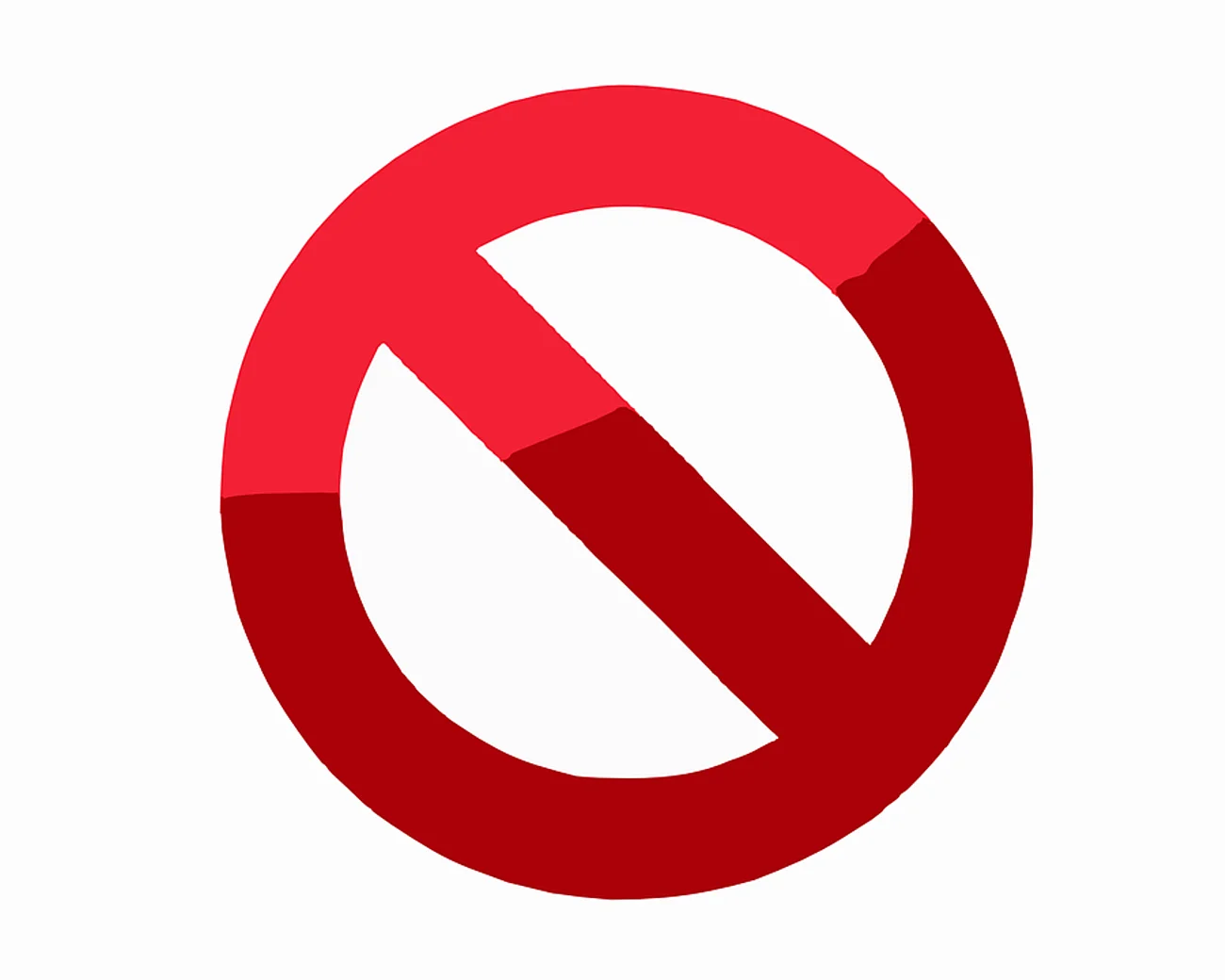 Gesperrt-Symbol Rotes Verbotsschild mit diagonalem Balken von links oben nach rechts unten.