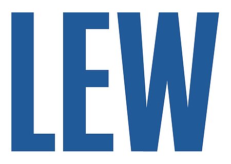 Logo der Lechwerke AG: drei Großbuchstaben L, E und W in blauer Farbe auf weißem Hintergrund.