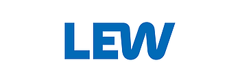 Logo der Lechwerke AG: drei Großbuchstaben L, E und W in blauer Farbe auf weißem Hintergrund.