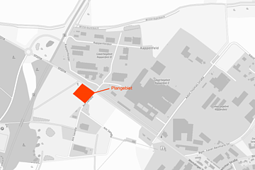 Kartenausschnitt mit rotem Plangebiet südlich der Wemding Straße in Monheim, Maßstab 1:10.000.