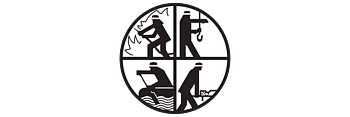 Ein ovales RLBS-Logo der Feuerwehr mit vier Piktogrammen: Feuerwehrmann bei der Feuerbekämpfung, technische Hilfeleistung, Wasserrettung und allgemeine Rettung.