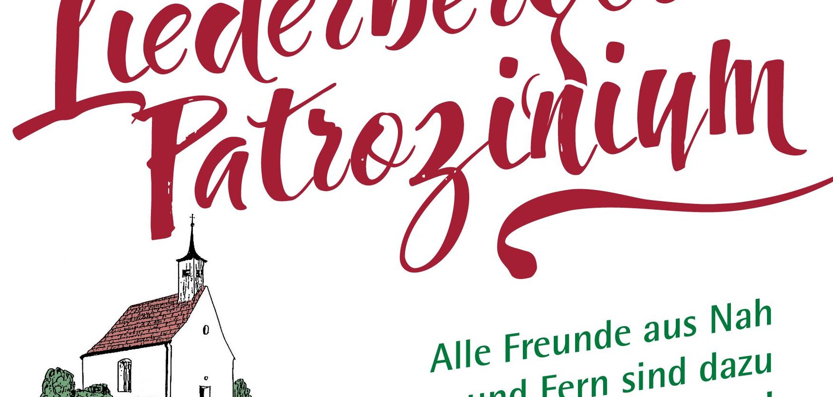 Einladung zum Liederberger Patrozinium mit Terminen und Programm am 16. und 17. Mai 2026, Zeichnung einer Kapelle.