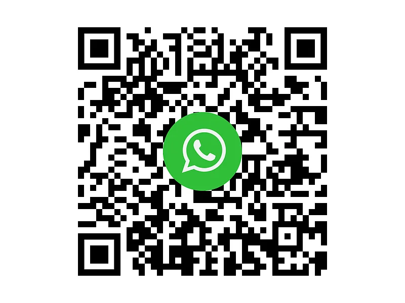 QR-Code mit WhatsApp-Logo in der Mitte auf weißem Hintergrund. Whats-App Kanal - Bäder Stadt Monheim