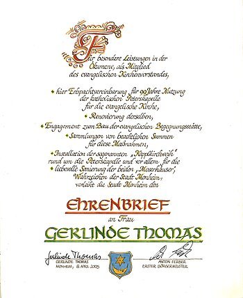 Gerlinde Tomas Ehrenbrief Verleihung am 08. April 2005