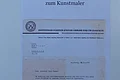 Offizielle Ernennung zum Kunstmaler - Hans Mayer Altes Dokument einer offiziellen Ernennung zum Kunstmaler vom Berufsverbands Bildender Künstler Schwaben Nord und Augsburg von 1957.